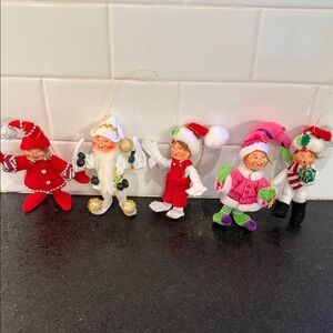 Annalee Christmas Elf Ornaments Set of 5